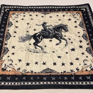 Cowboy Horse Bandana Scarf Navy and Cream